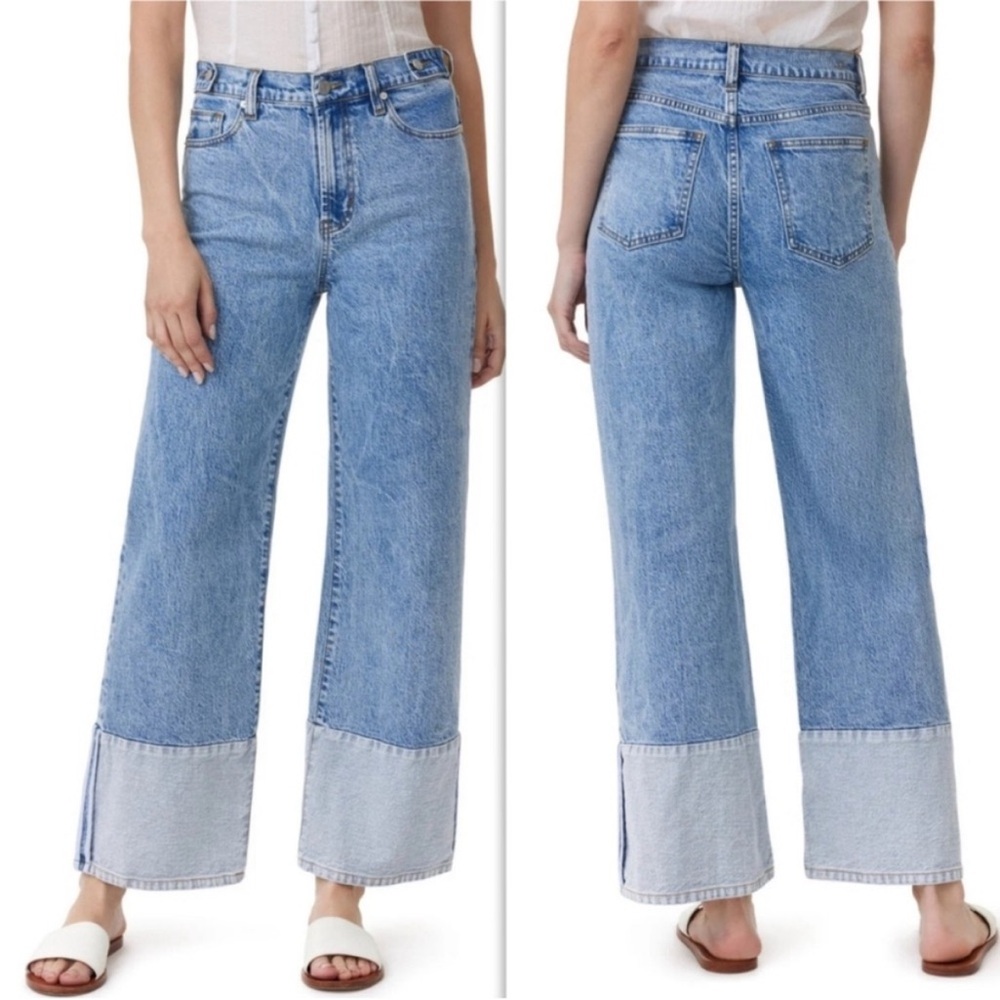 Habitual Wide Leg Denim Crop Jeans with Contrast Cuff Size 8/29